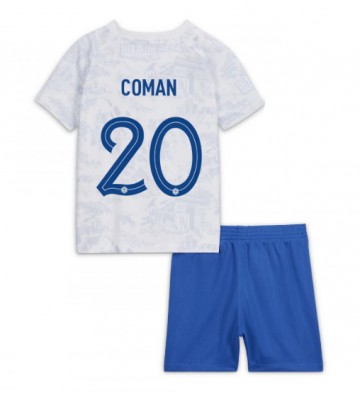Frankrig Kingsley Coman #20 Udebanesæt Børn VM 2022 Kort ærmer (+ korte bukser)